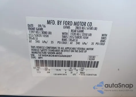 2017 Ford Explorer Xlt from USA, damaged, VIN 1FM5K8D84HGA66287